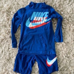 Boys bike shorts size large and pullover size xl